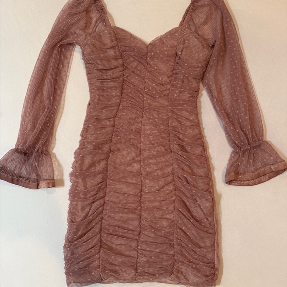 Haute Monde Mauve Ruched Mini Dress - Picture 1 of 3
